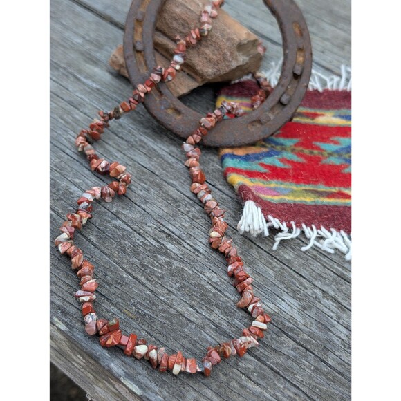 Vintage Southwestern Red Jasper Necklace, Stone Nugget Necklace - Picture 5 of 7